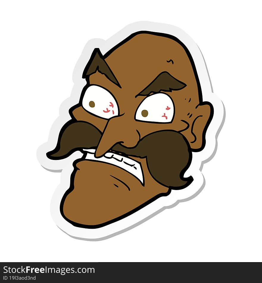 sticker of a cartoon angry old man