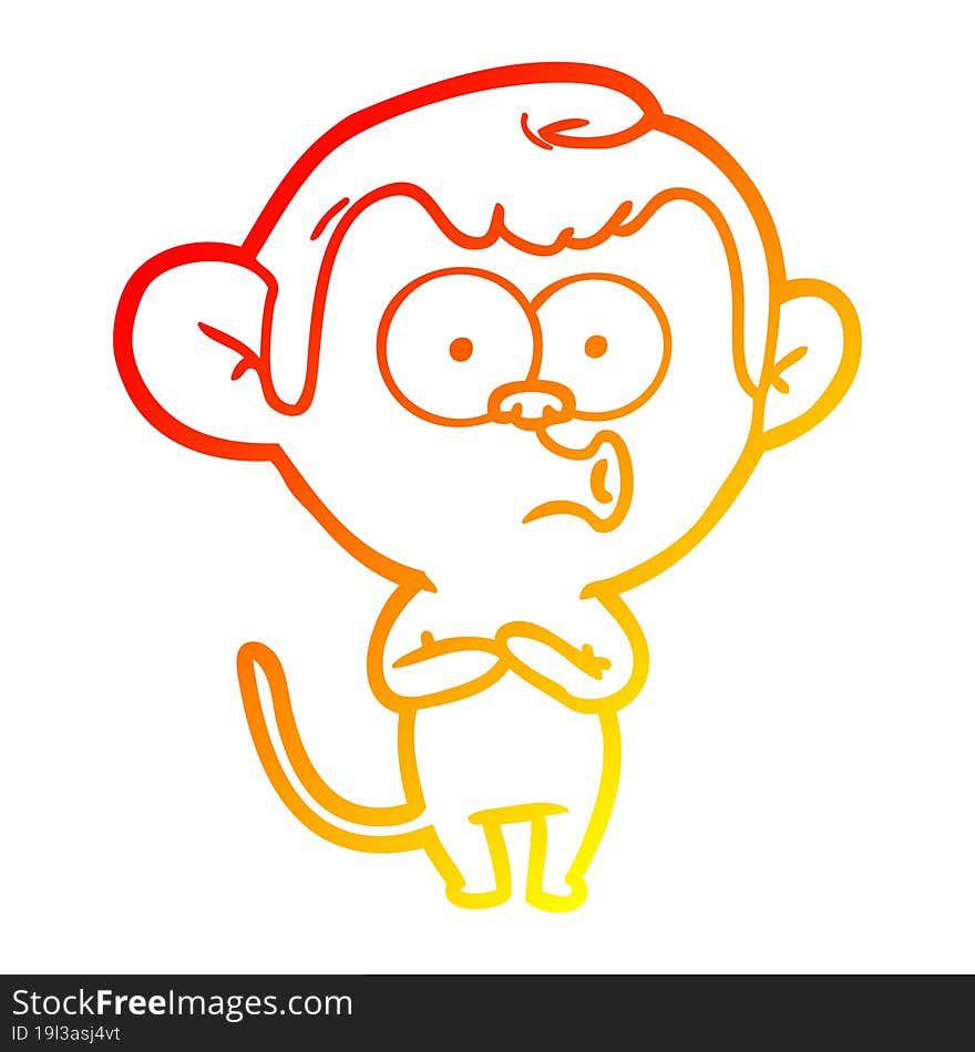 warm gradient line drawing cartoon hooting monkey