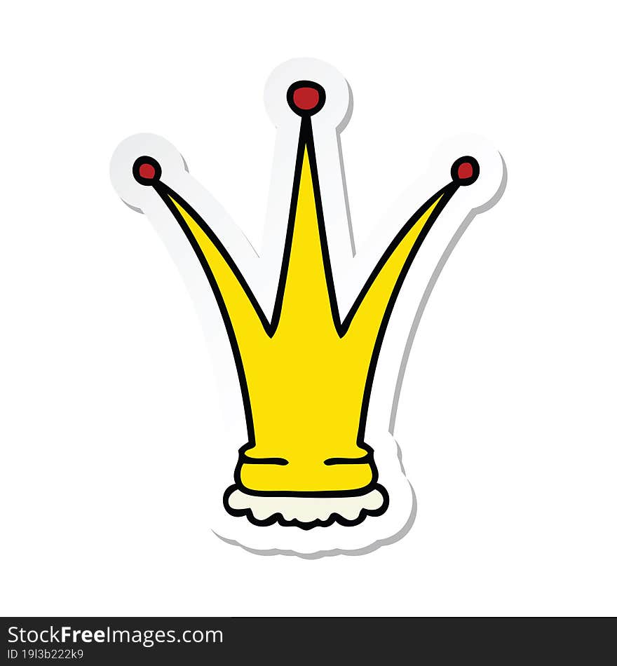 Sticker Of A Quirky Hand Drawn Cartoon Gold Crown