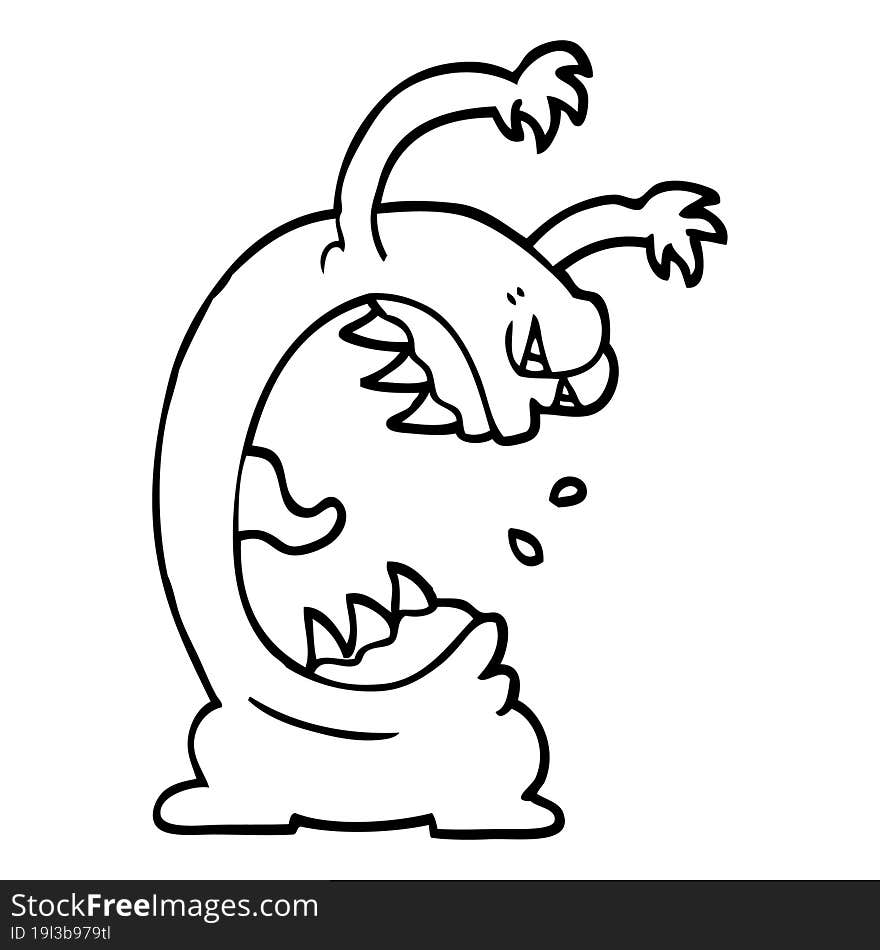 Black And White Cartoon Monster