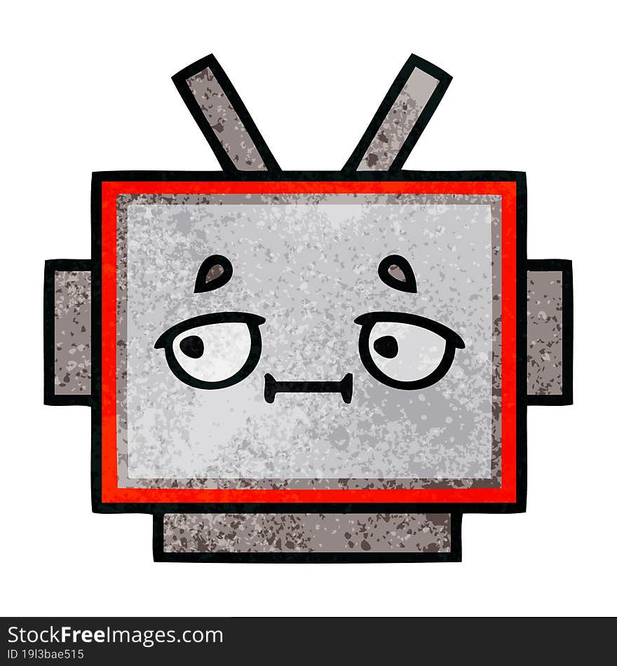 retro grunge texture cartoon robot head