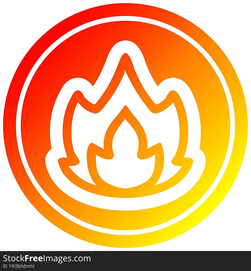 simple flame circular icon with warm gradient finish. simple flame circular icon with warm gradient finish