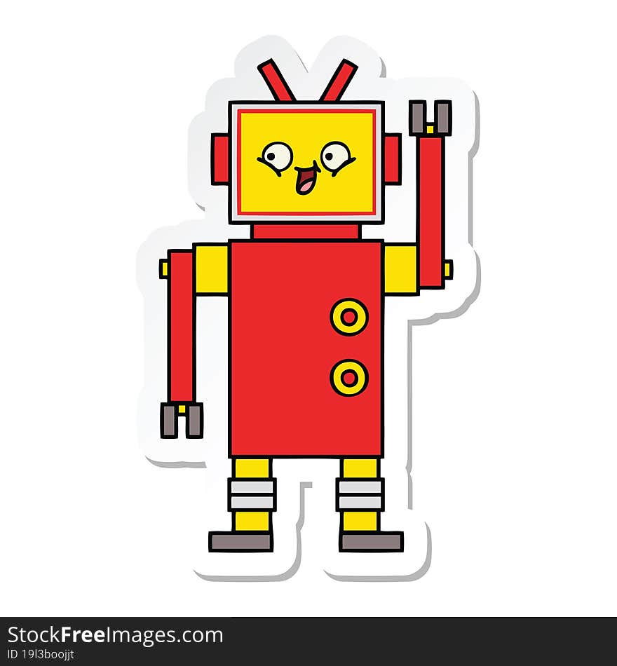 Sticker Of A Cute Cartoon Robot