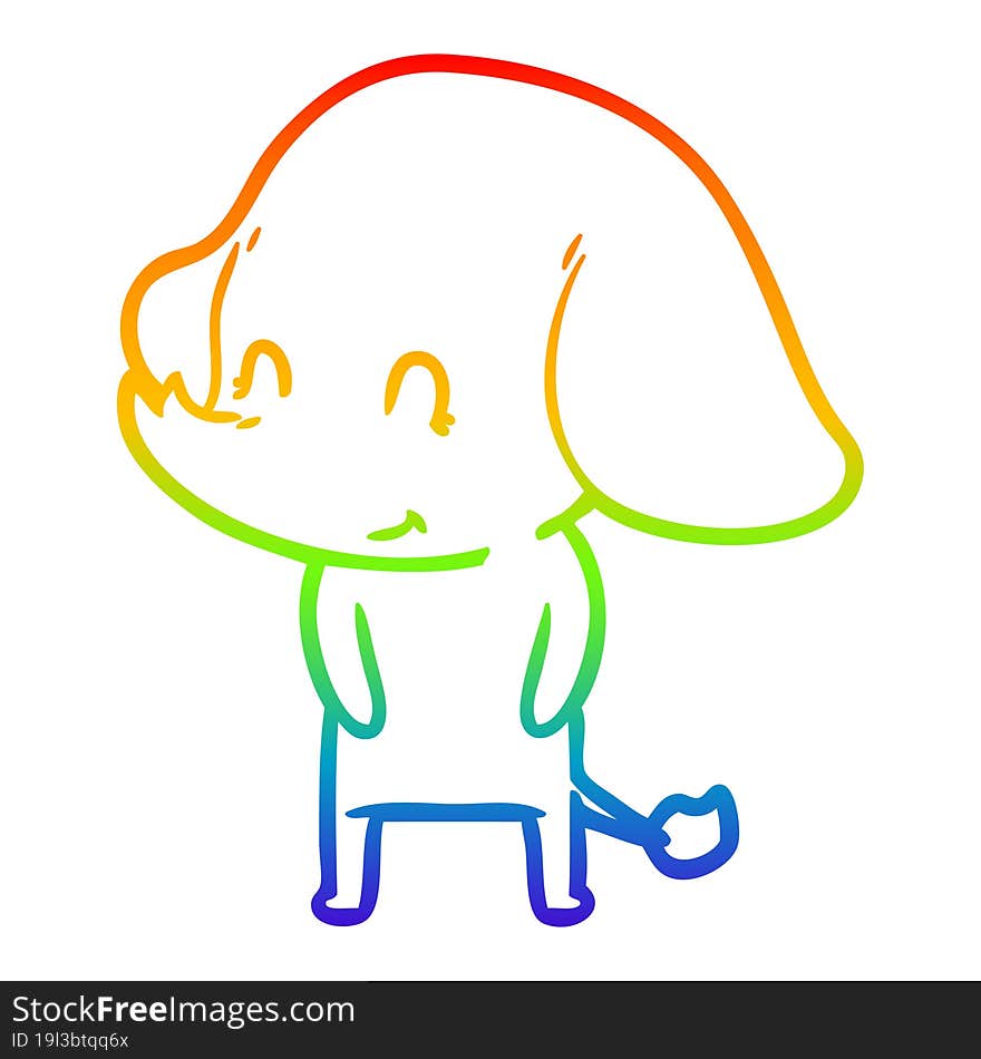 rainbow gradient line drawing cute cartoon elephant