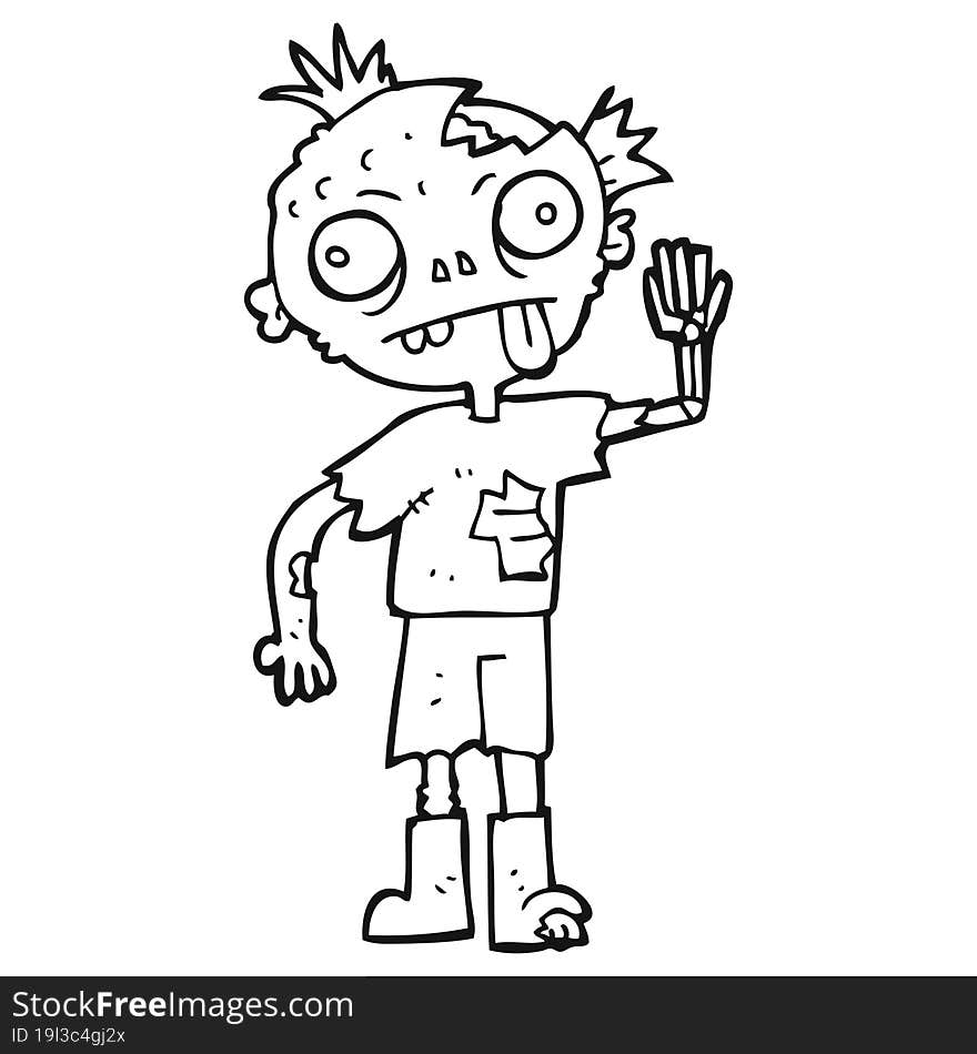 black and white cartoon zombie