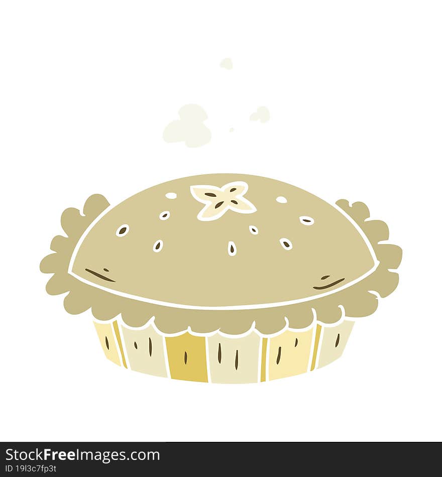 hot flat color style cartoon pie fresh out of the oven