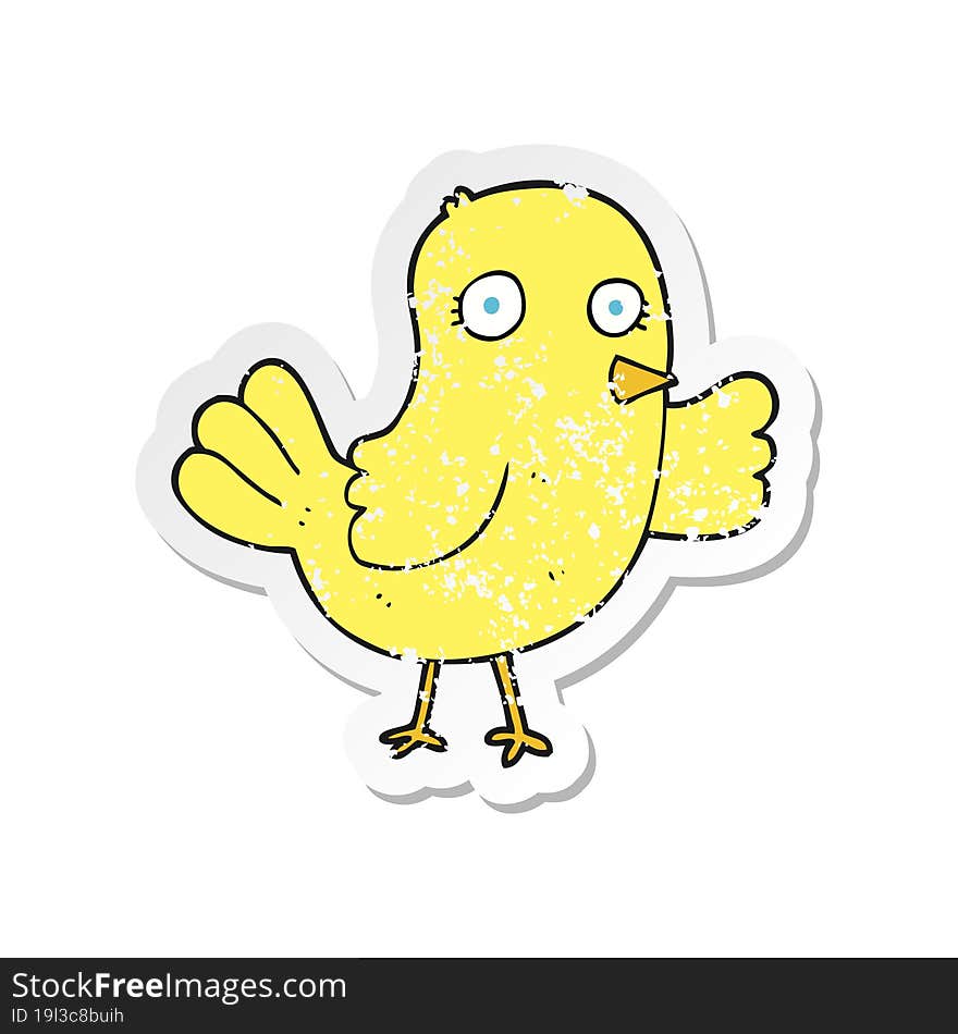 Retro Distressed Sticker Of A Cartoon Bird