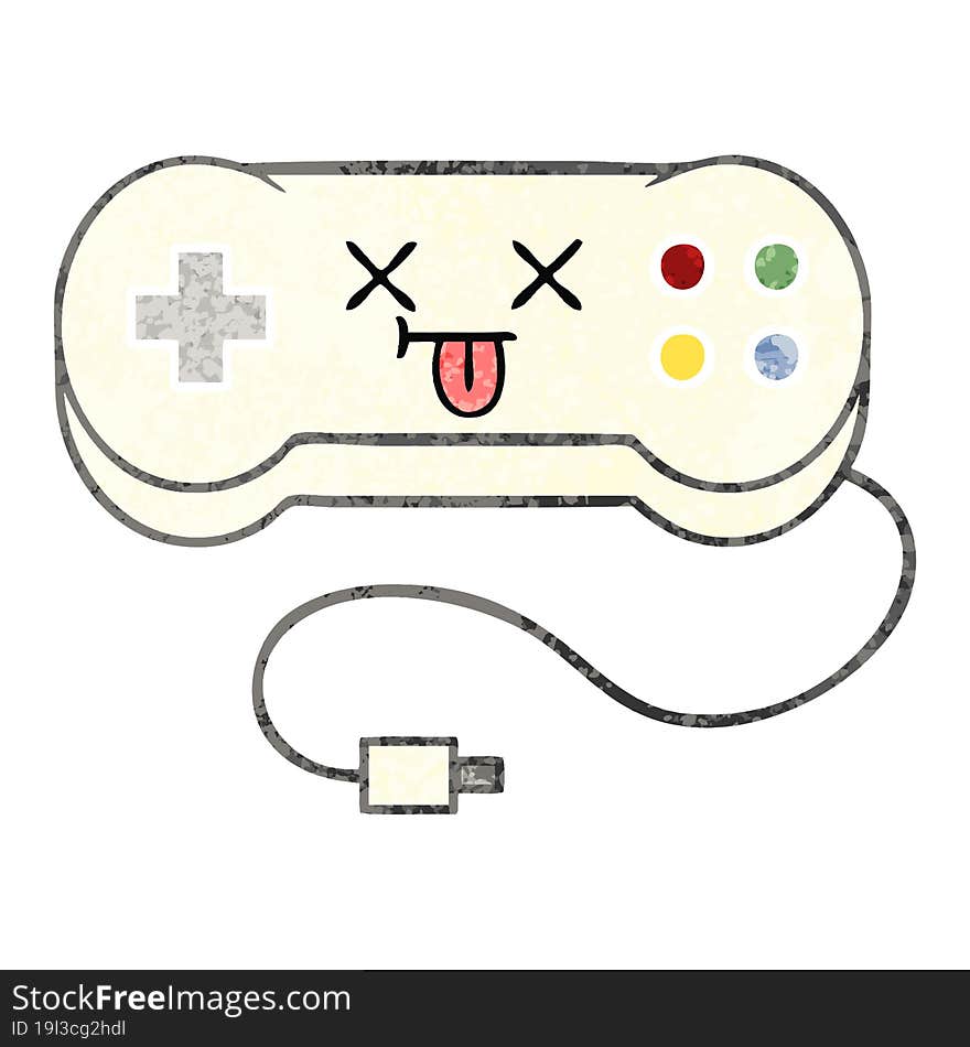 retro illustration style cartoon game controller