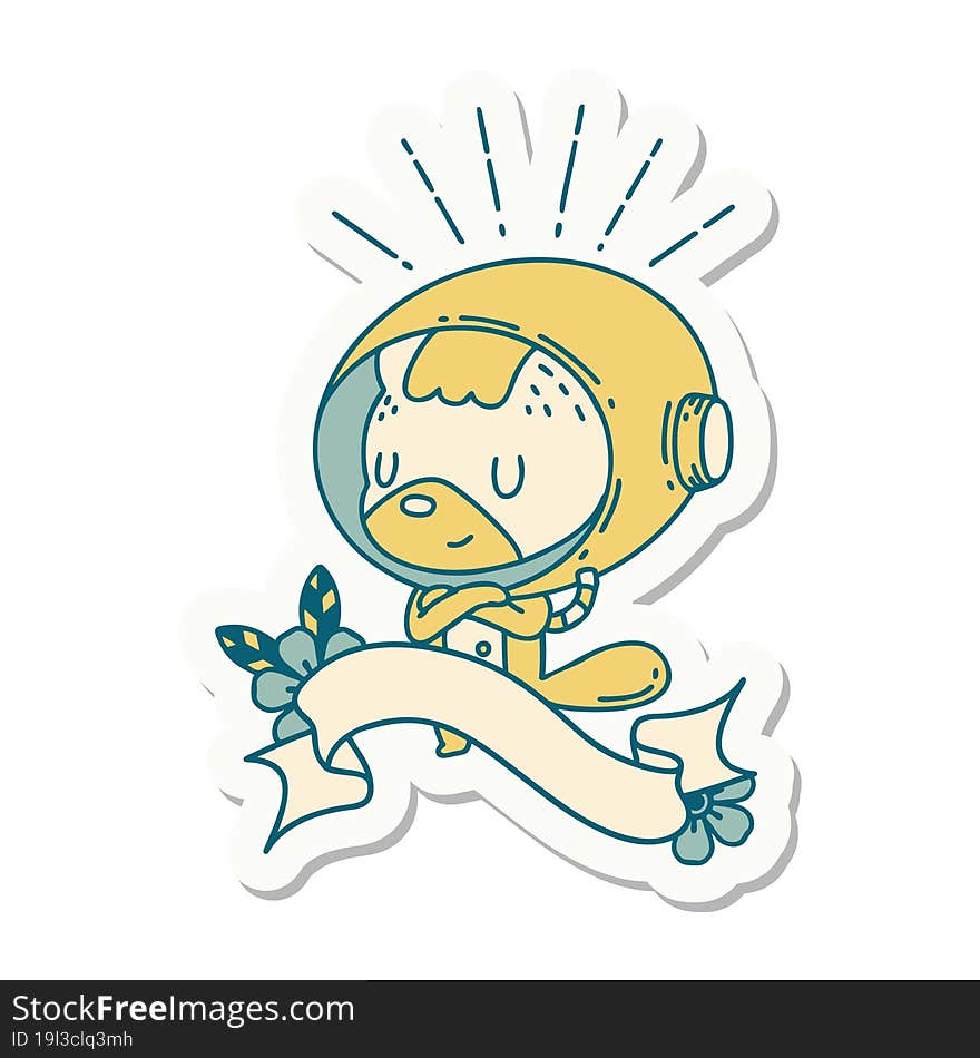 sticker of tattoo style animal in astronaut suit