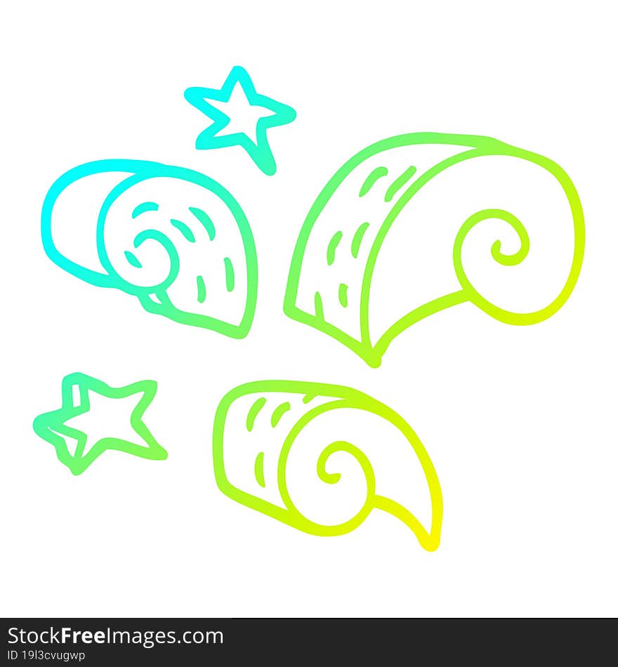 cold gradient line drawing cartoon decorative spiral element