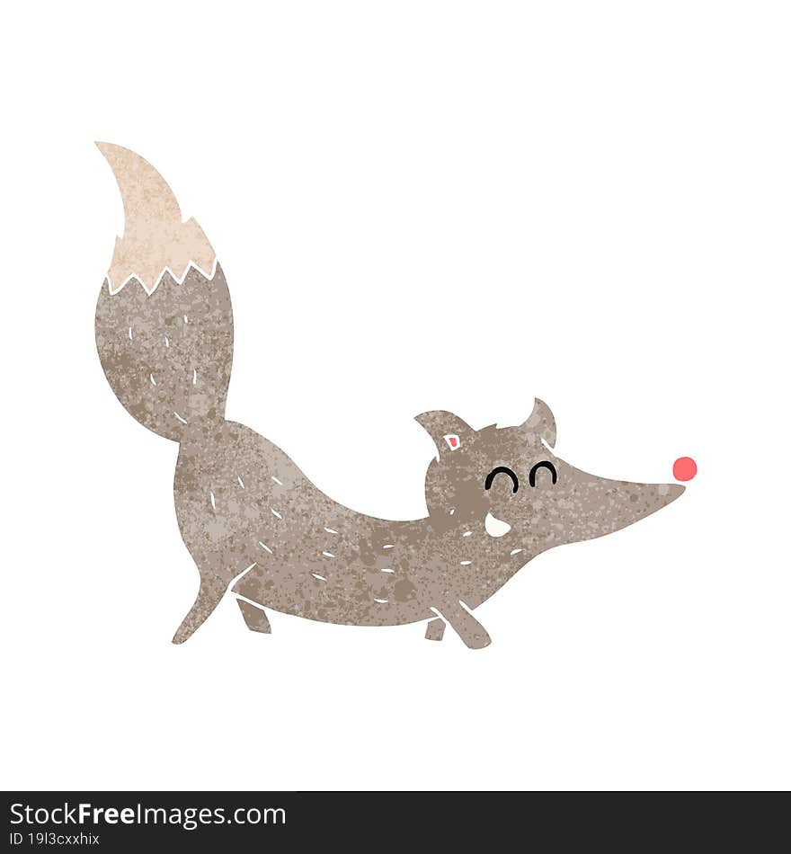 retro cartoon little wolf