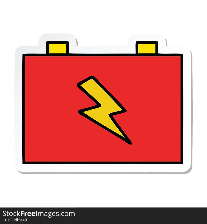 sticker of a cute cartoon car battery