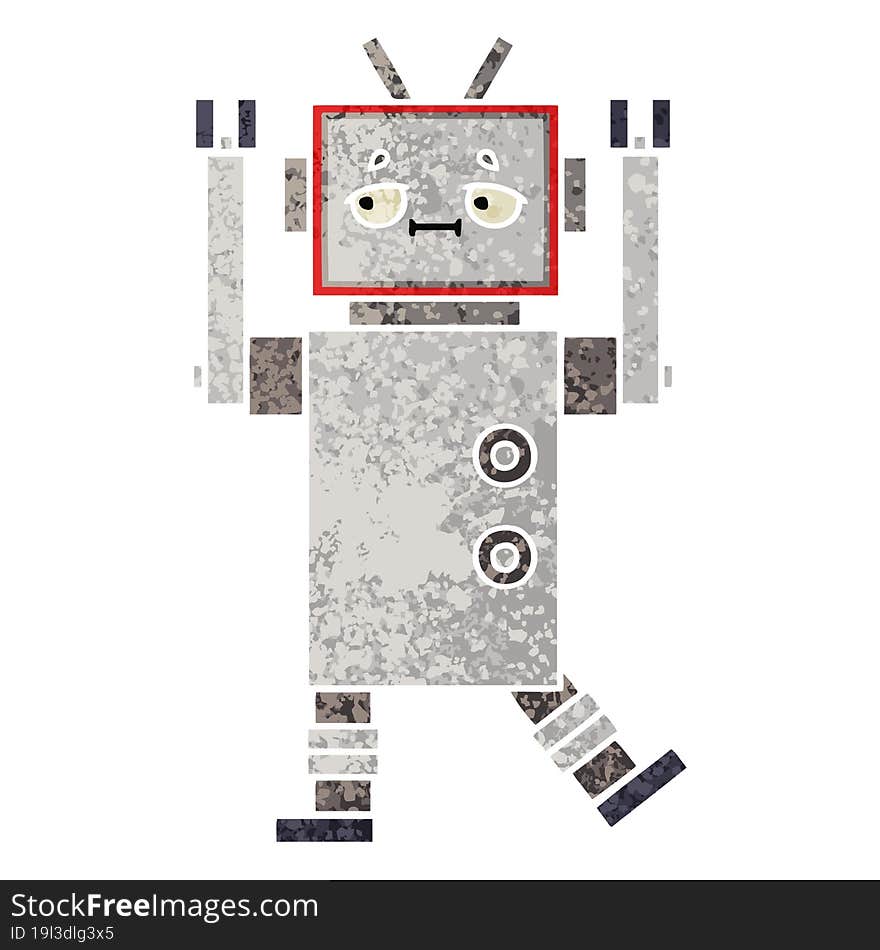 Retro Illustration Style Cartoon Robot