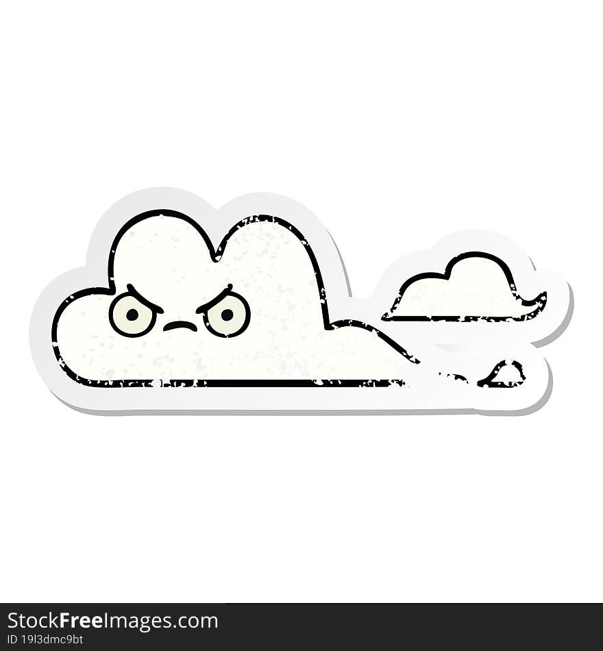 distressed sticker of a cute cartoon white cloud