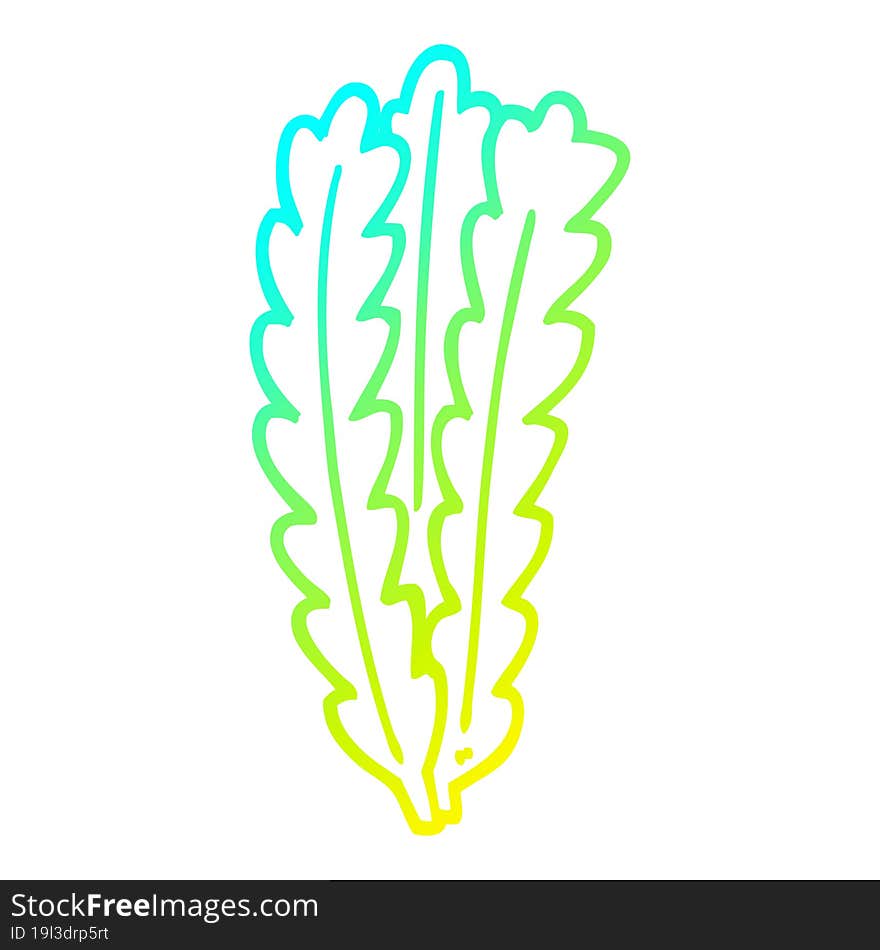 Cold Gradient Line Drawing Cartoon Green Leaves