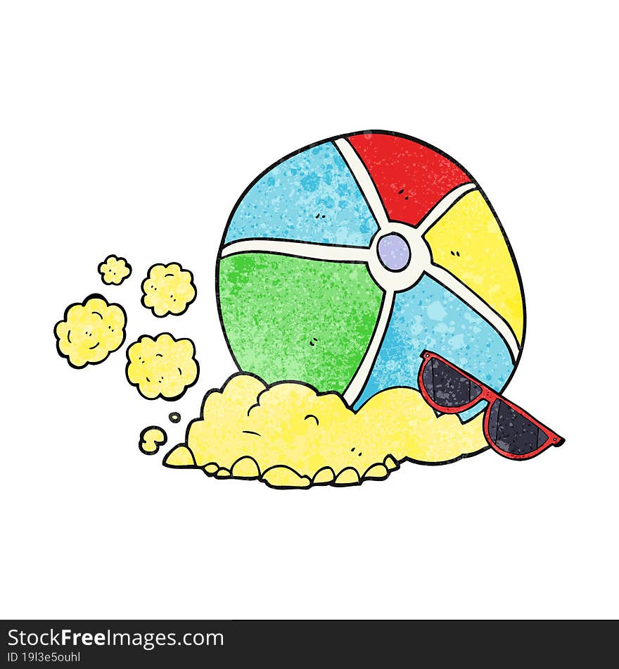 freehand textured cartoon beach ball