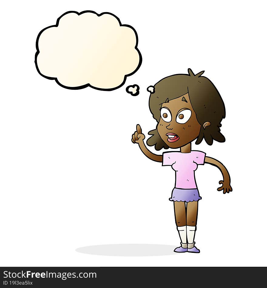 Cartoon Woman Asking Question With Thought Bubble