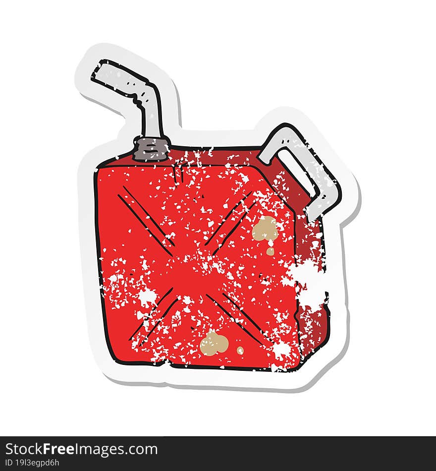 retro distressed sticker of a cartoon fuel can