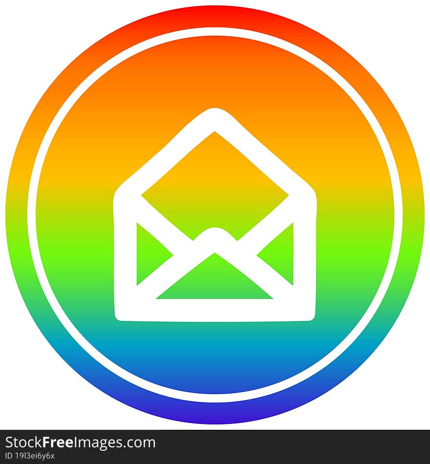 envelope letter circular icon with rainbow gradient finish. envelope letter circular icon with rainbow gradient finish