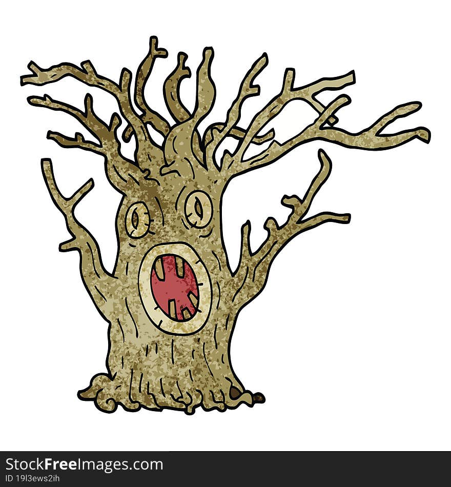 cartoon doodle spooky tree