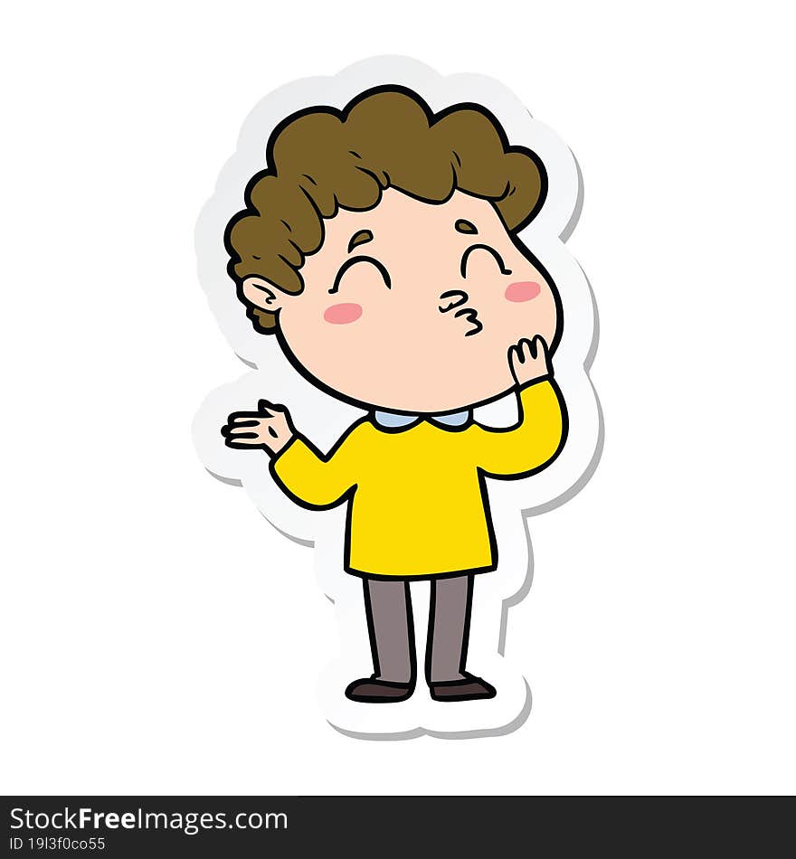 sticker of a cartoon man pouting