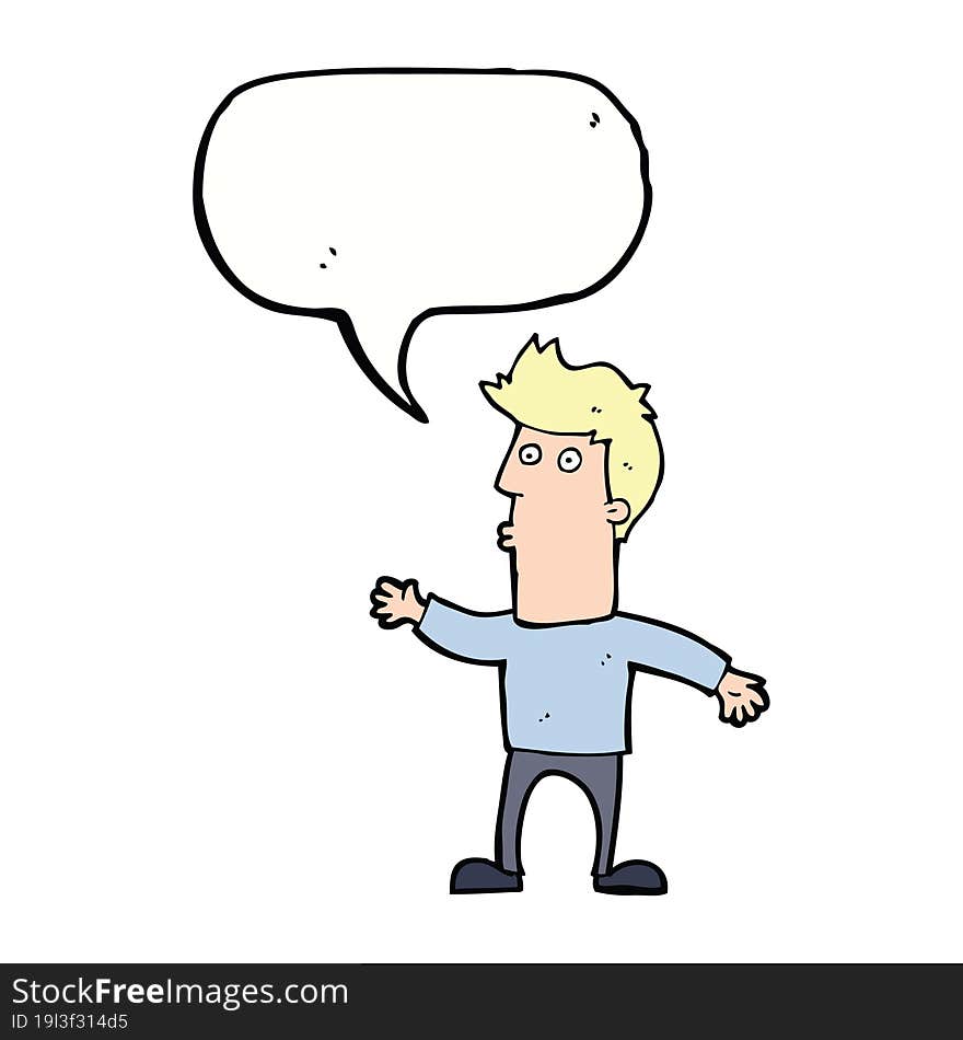 cartoon surprised man with speech bubble