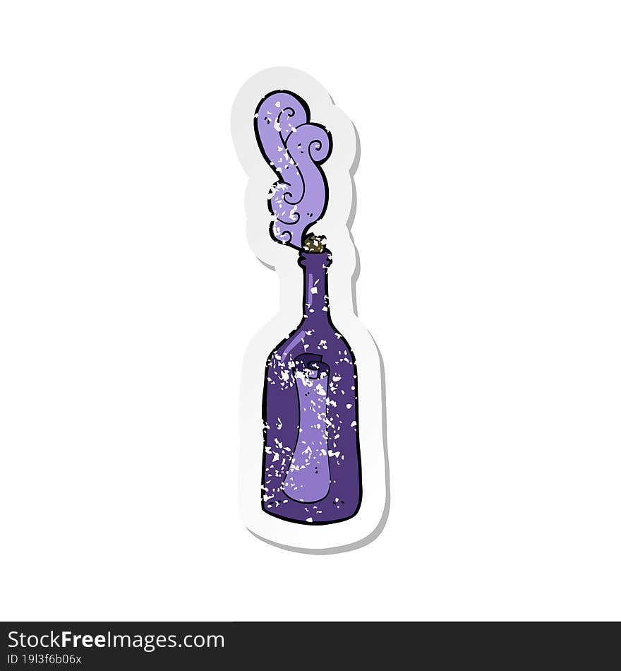 retro distressed sticker of a cartoon letter in a bottle