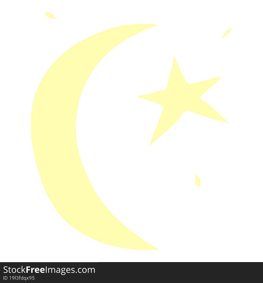 cartoon doodle of the moon and a star