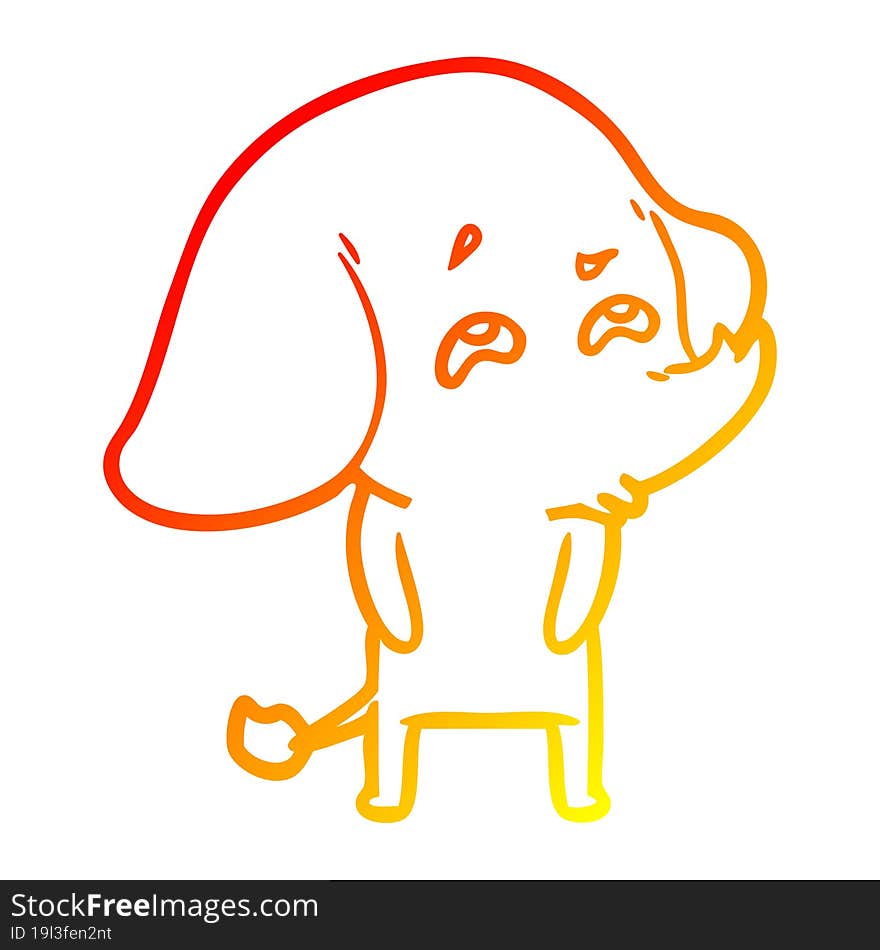 warm gradient line drawing cartoon elephant remembering