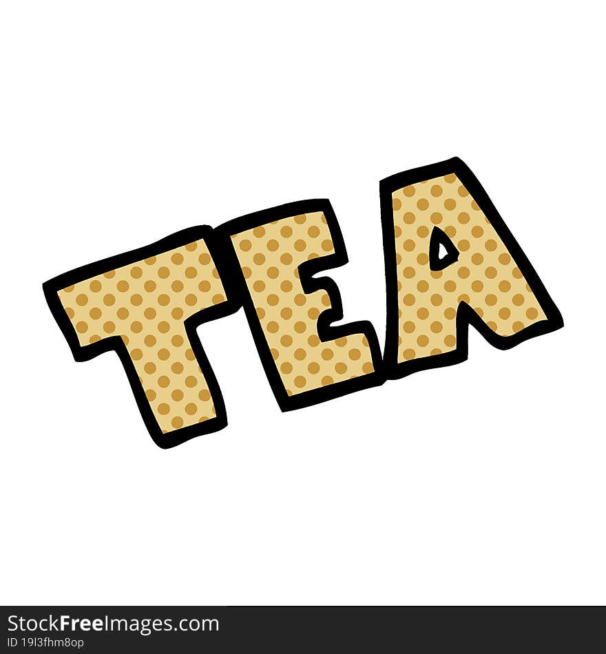 cartoon doodle word tea