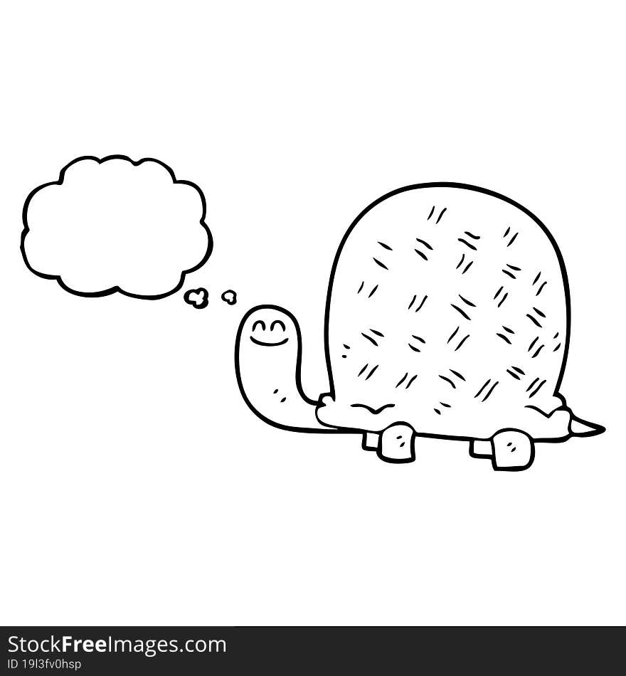 freehand drawn thought bubble cartoon tortoise