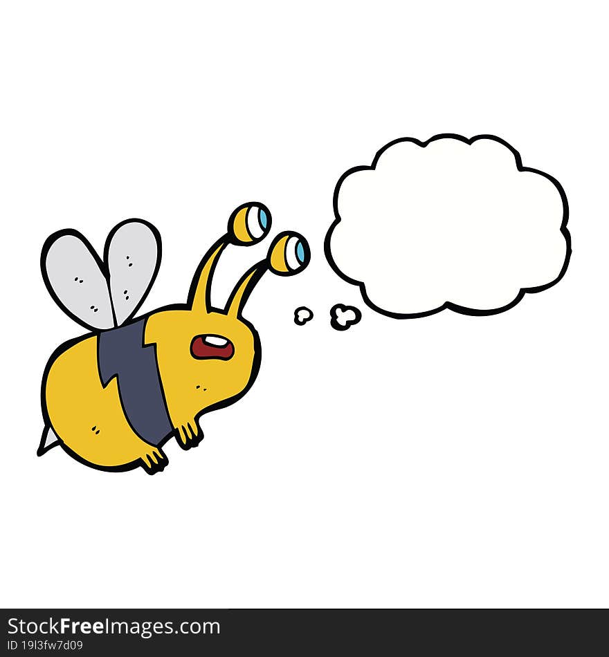 cartoon frightened bee with thought bubble