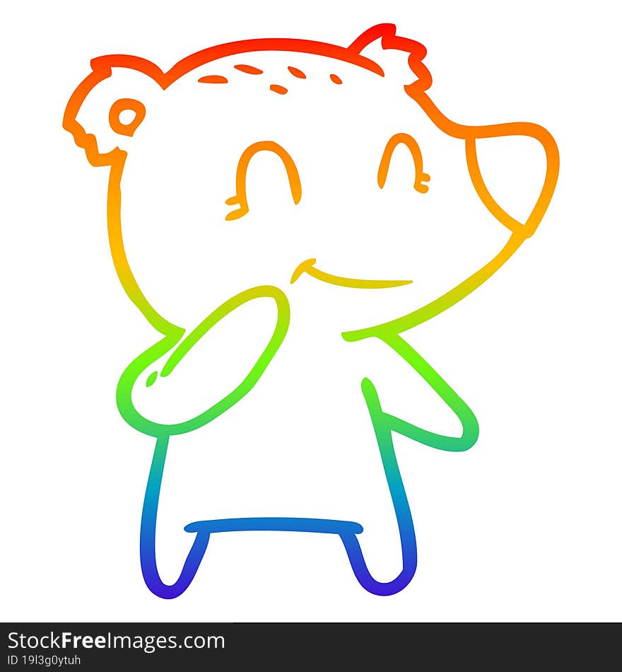 rainbow gradient line drawing smiling polar bear cartoon