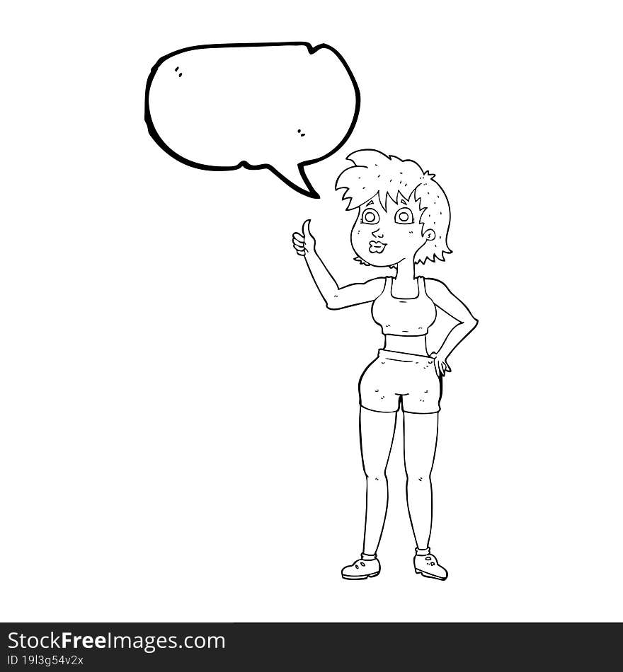 speech bubble cartoon happy gym woman