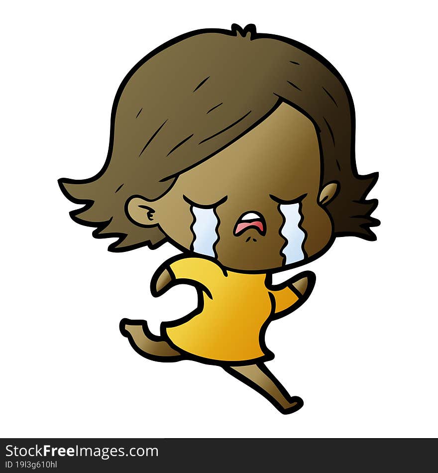 cartoon girl crying whilst running. cartoon girl crying whilst running