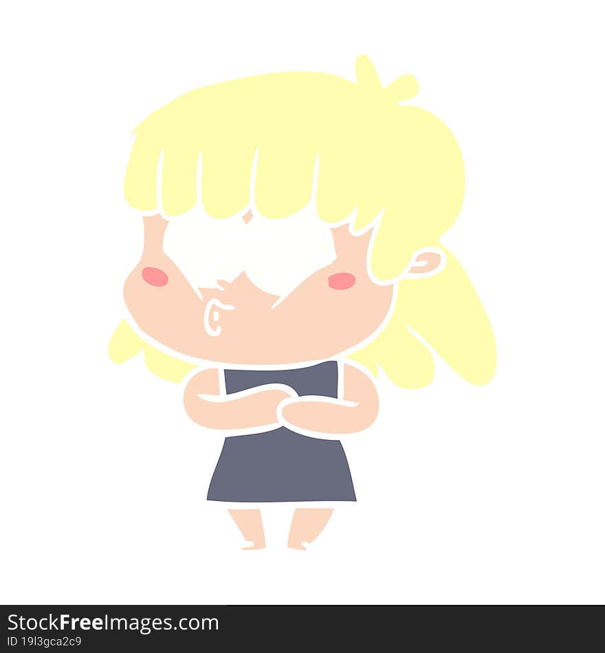 Flat Color Style Cartoon Whistling Girl