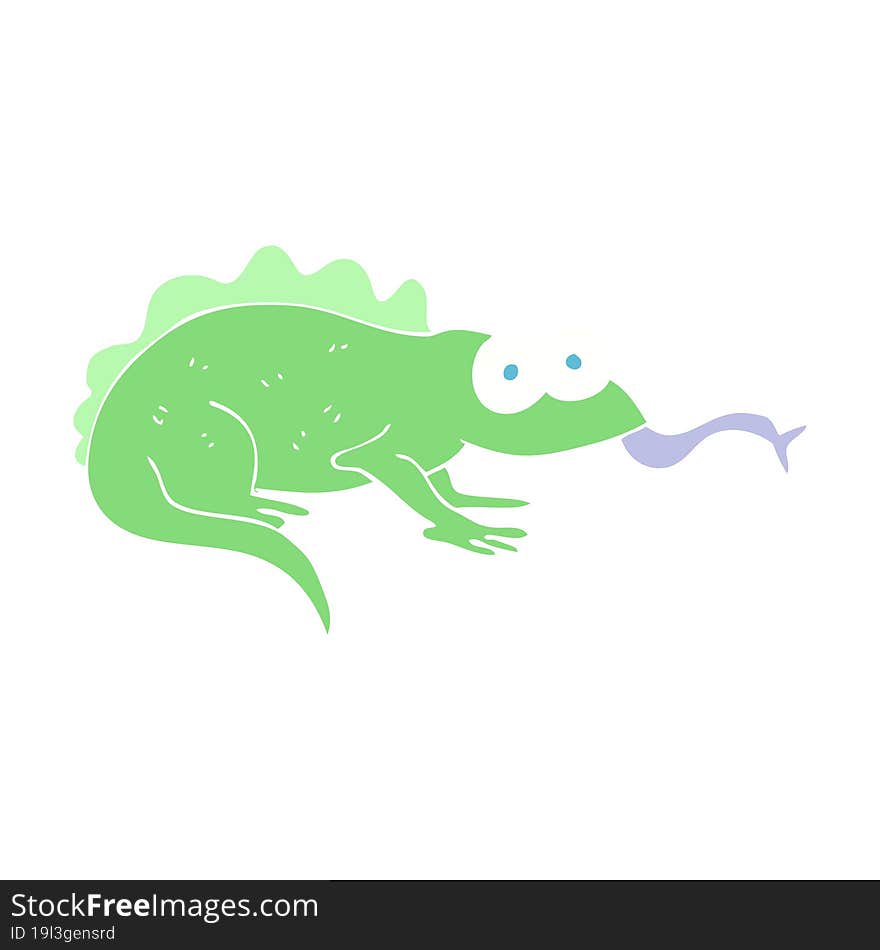 flat color illustration of a cartoon lizard