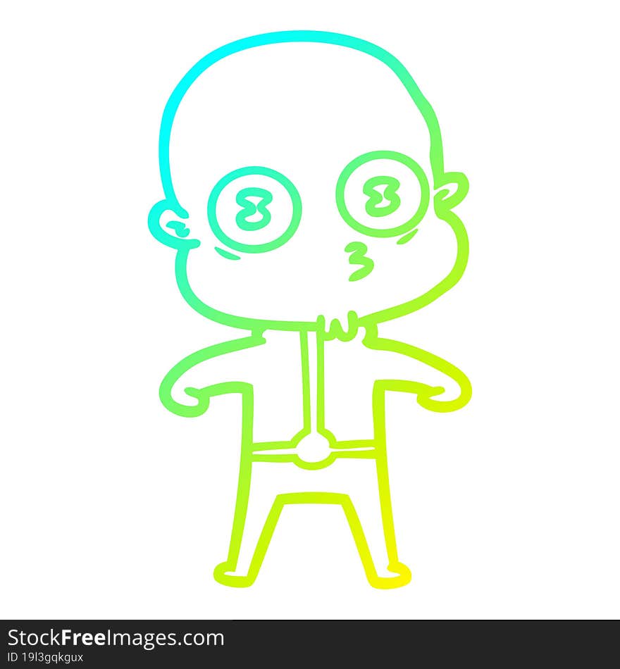 cold gradient line drawing cartoon weird bald spaceman