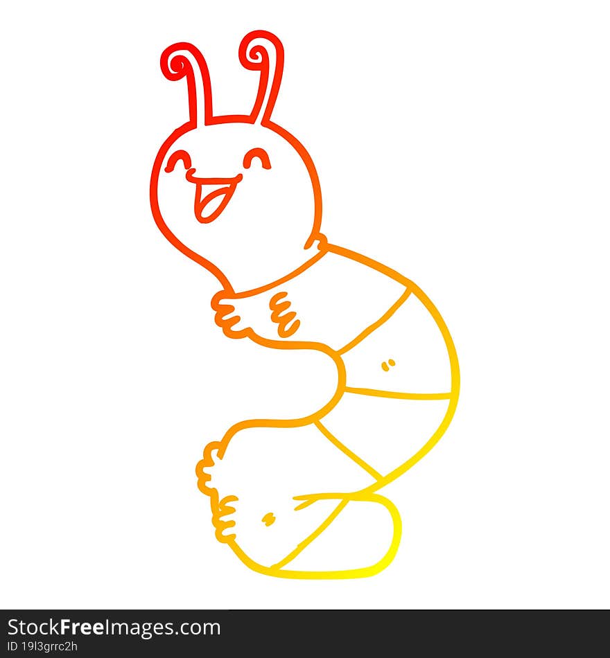 warm gradient line drawing cartoon happy caterpillar