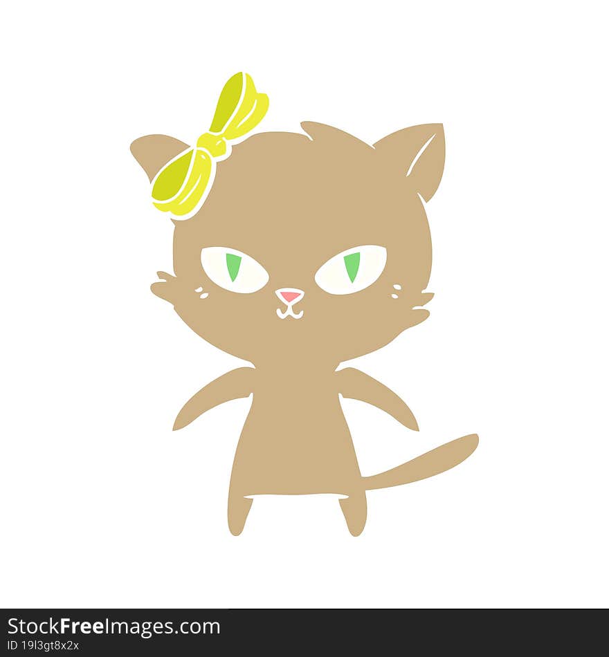 Cute Flat Color Style Cartoon Cat