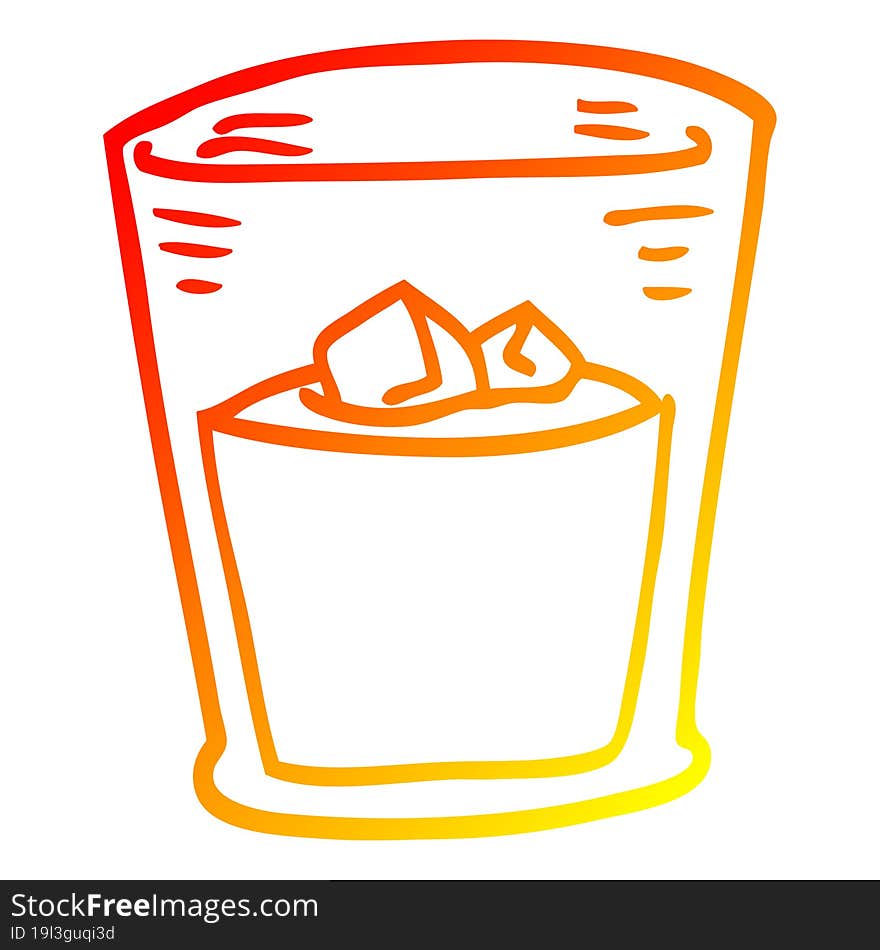 warm gradient line drawing cartoon whisky glass