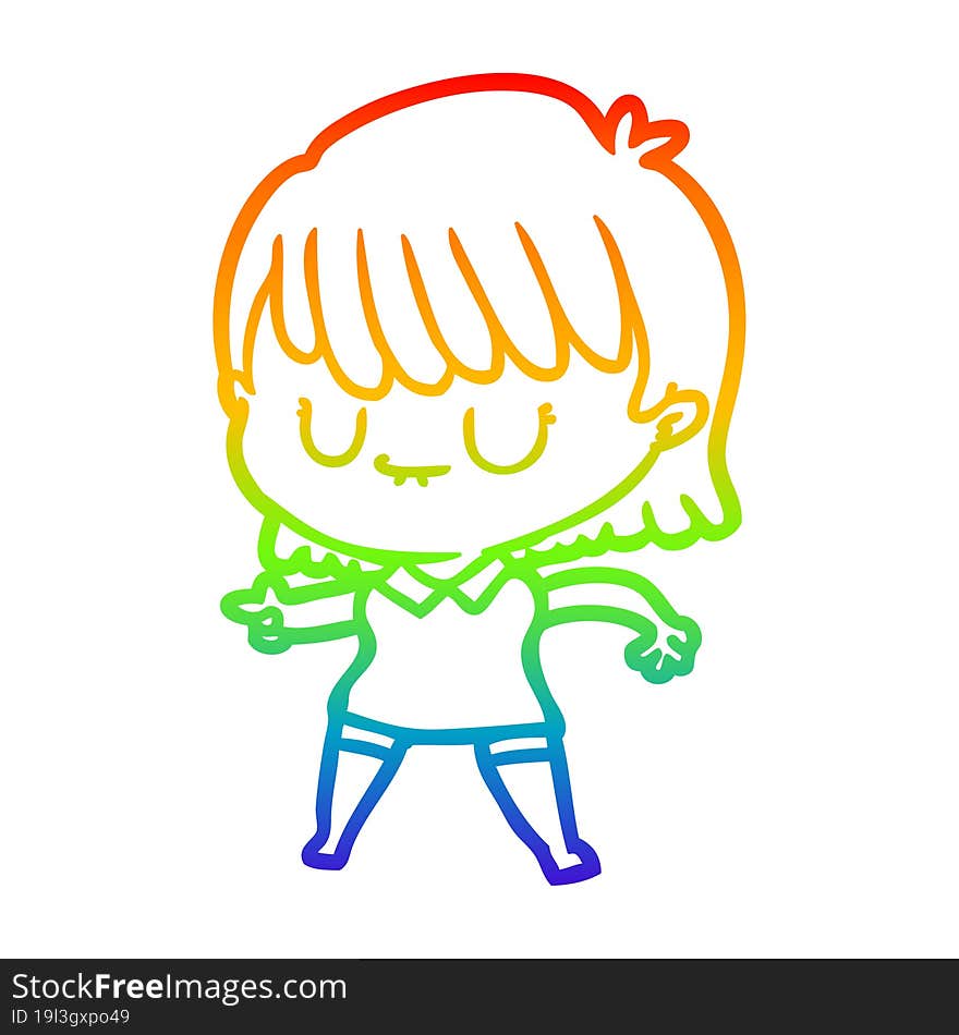 rainbow gradient line drawing of a cartoon woman