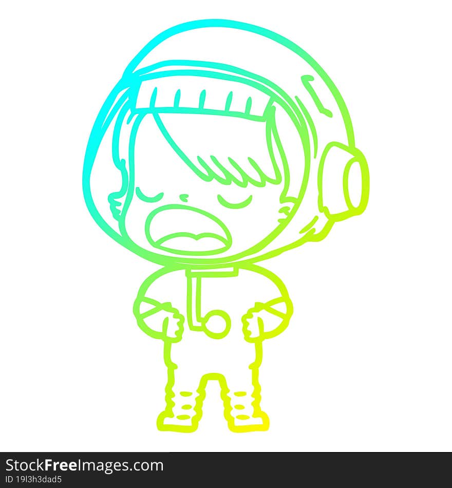 cold gradient line drawing cartoon talking astronaut