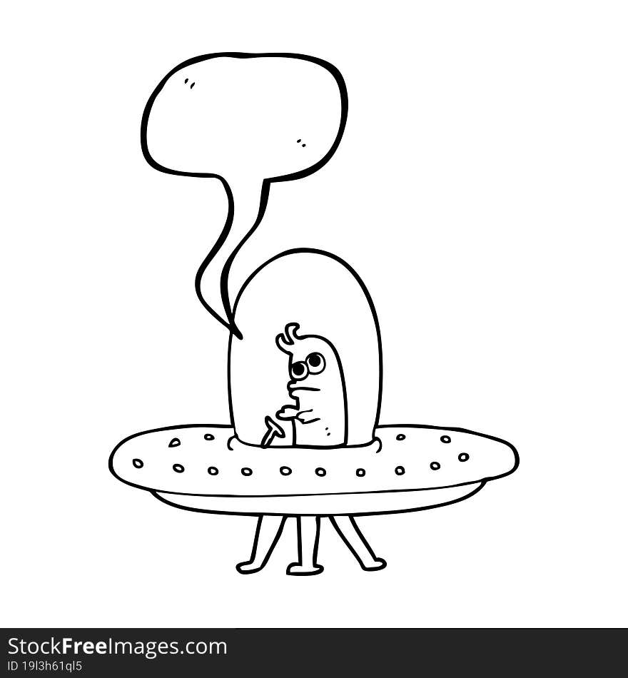 Speech Bubble Cartoon Flying Saucer