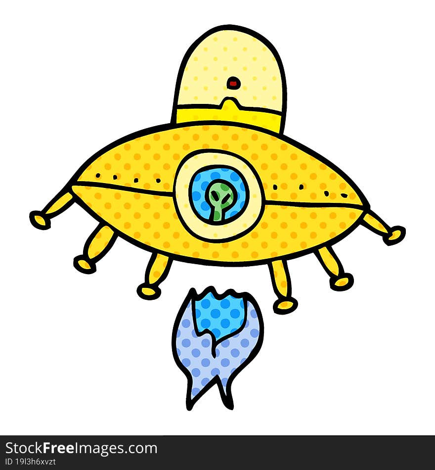 cartoon doodle alien spaceship