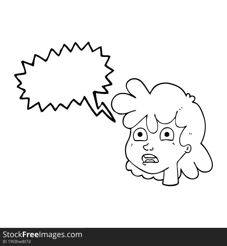 Speech Bubble Cartoon Female Face