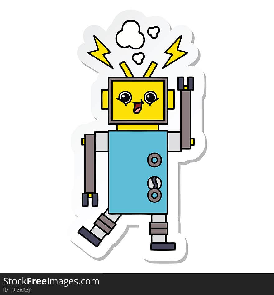 Sticker Of A Cute Cartoon Robot