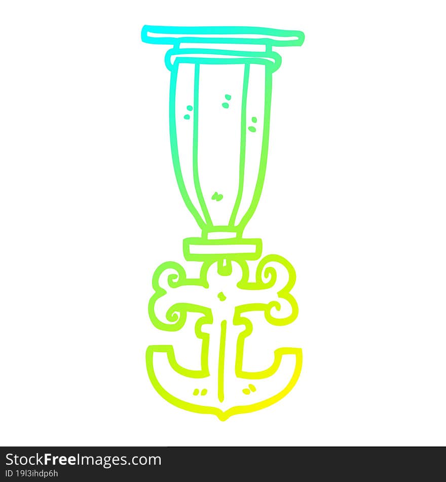 cold gradient line drawing cartoon sailor medal