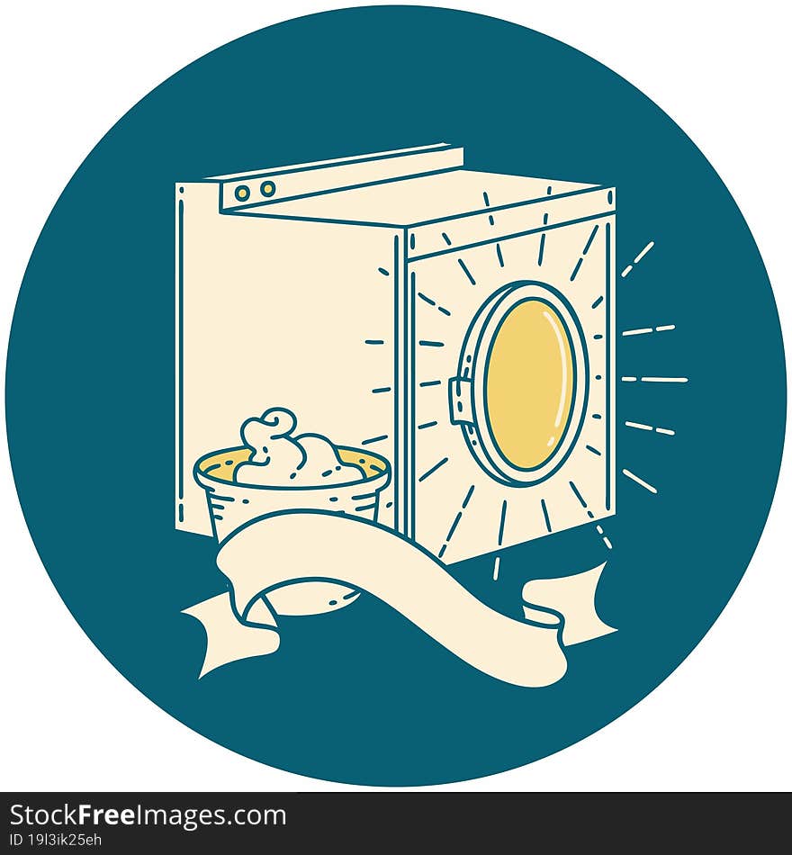 Icon Of Tattoo Style Washing Machine