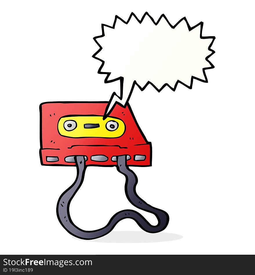 cartoon cassette tape with speech bubble